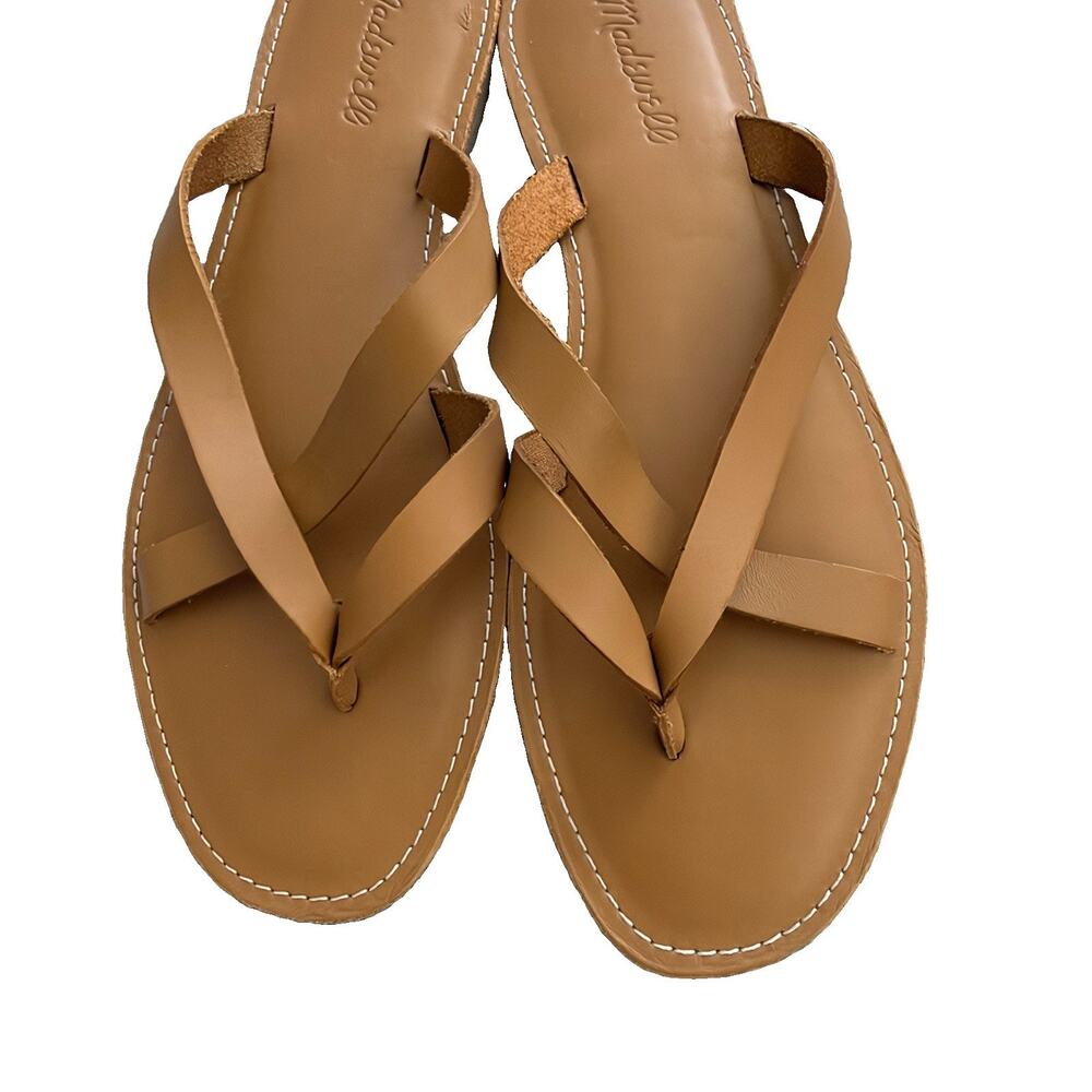 New Madewell The Boardwalk Leather Sandal Ashen Sand Sz 10 Preppy Classic